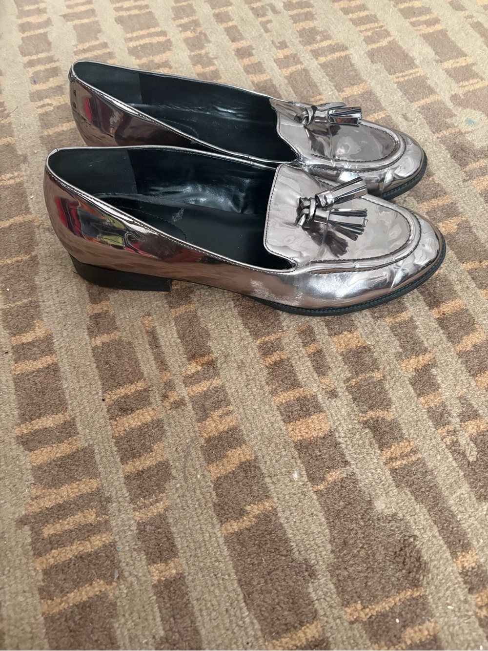 Bandolino Metallic Silver Tassel Loafers - Picture 2 of 5